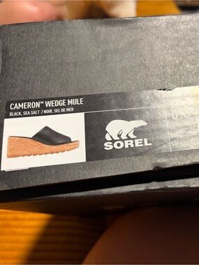 Sorel Black Mules with Cork Wedge 8.5 Excellent Condition